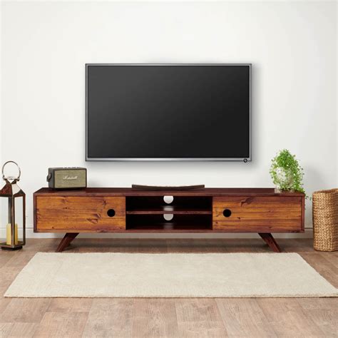 Buy Tv Stand And Media Unit Solid Wood Large Cabinet With Storage Low