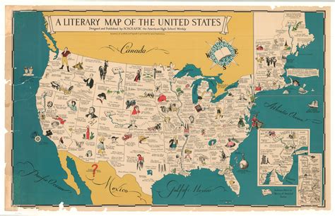 A Literary Map Of The United States Curtis Wright Maps