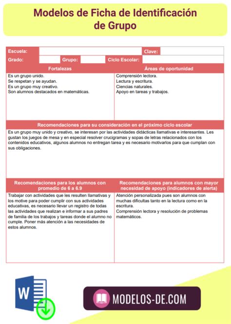 Fichas Descriptivas Del Grupo Y Alumno Materiales Educativos Para