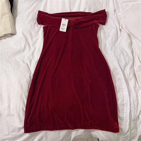 Red Velvet Bardot Dress From REISS Size 12 Never Depop