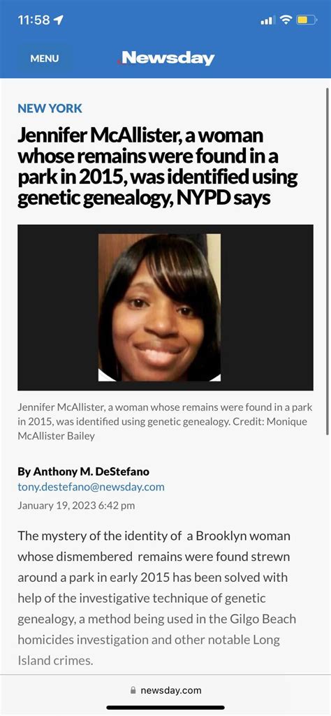 “monique” Jane Doe Found In New York In 2015 Identified As Jennifer Mcallister R Gratefuldoe
