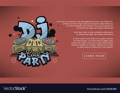 Dj Cool Party Web Banner Design Sound Mixer Vector Image