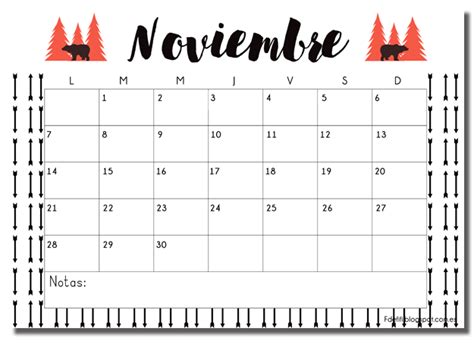 Calendario Descargable Noviembre Calendario Calendarios