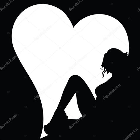 Sexy Girl Silhouette And Heart On Black Stock Vector By ©drgaga 39973513