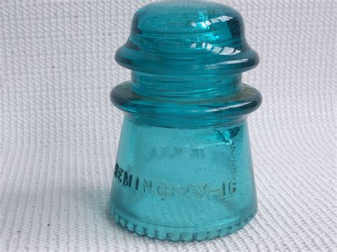 Vintage Hemingray No 16 Aqua Glass Insulator Made In Usa Perfect