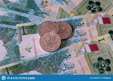 New 1 Qatari Riyal Banknote Image Stock Image Du Fermer