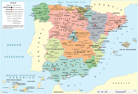 Carta Geografica Della Spagna Spagna Mappa Politica Ainaidlove