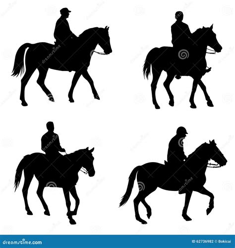 People Riding Horses Silhouettes Vector Illustration Cartoondealer