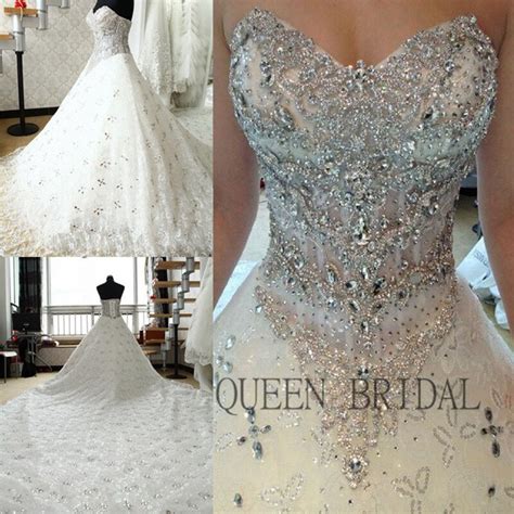 Custom Heavy Crystal Beaded Wedding Dress 2017 Bridal Dress Sweetheart
