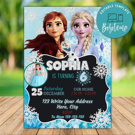 Your labels will come in the form of one jpg and one pdf digital file that you can print and write on. Editable Frozen 2 Birthday Invitation With Photo Instant ...