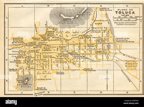 Plano De Toluca Mexico Mapa De La Ciudad Citytown Plan 1935 Old