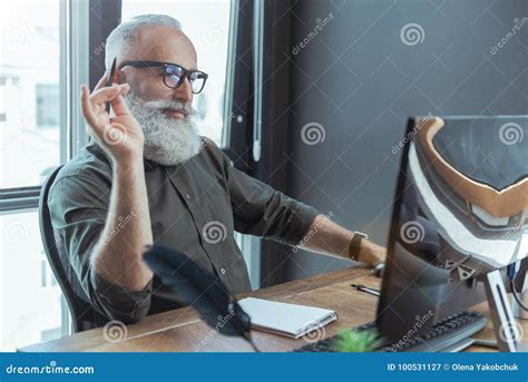 Old Skillful Writer Is Creating Masterpiece Stock Image Image Of