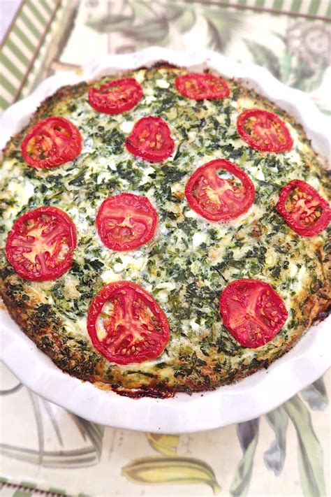 Scrumpdillyicious Crustless Spinach And Cheese Quiche With Tomato