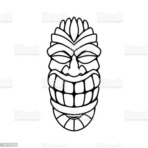 Illustration Of Tiki Idol In Monochrome Style Design Element For Poster