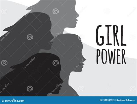 Vector Banner With Women Silhouette And Girl Power Stock Vector