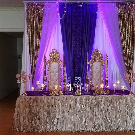 Royal Theme Sweetheart Table And Backdrop Purple Wedding Decorations