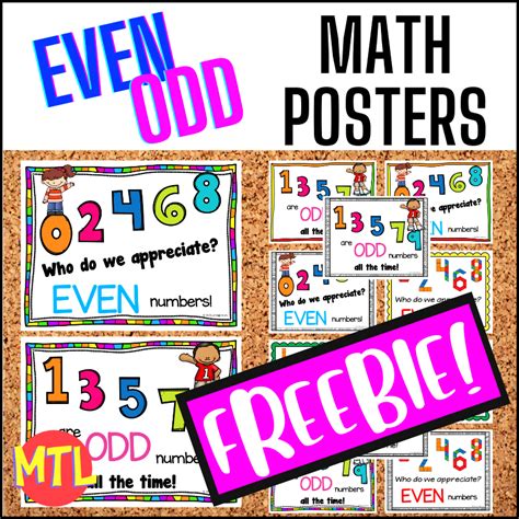 Freebie Even Odd Math Poster Set Library Of Learning Resources