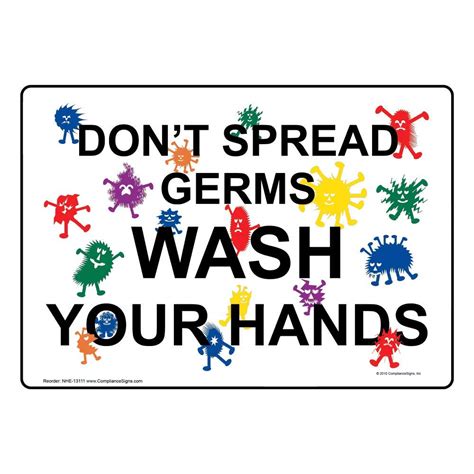 Buy Compliancesigns Com Don T Spread Germs Wash Your Hands Sign X Inch Plastic For