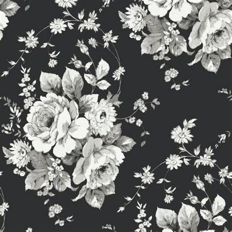 Fh4088 Black And Grey Heritage Rose Floral Wallpaper