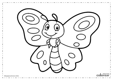 Mariposa Infantil De Dibujos Animados Dibujo Para Colorear
