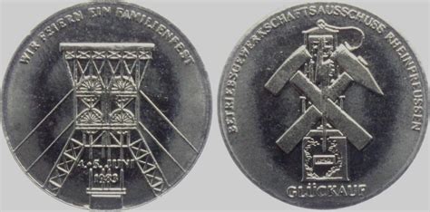 Moers Medaille Bergbau Rheinpreussen Gewerkschaft Familienfest