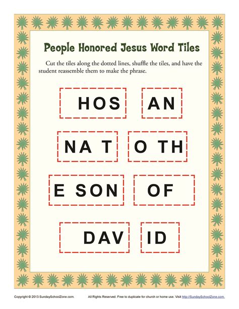 Palm Sunday Word Tile Activity On Sunday School Zone Bible Lessons