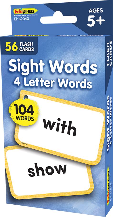 Sight Words Flash Cards - 4 Letter Words - TCR62040 | Teacher Created Resources