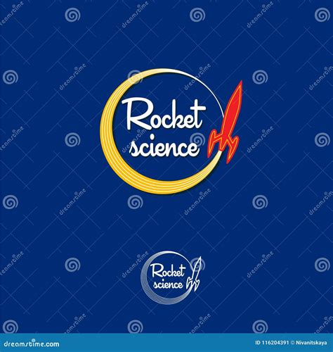 Rocket Science Logo Blue Rocket Emblem Rocket And Letters Stock