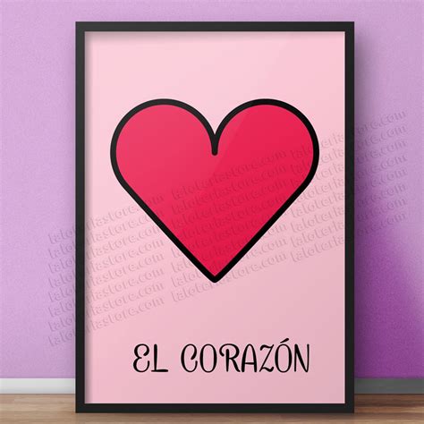 El Corazon Loteria Card The Heart Mexican Bingo Art Print Etsy