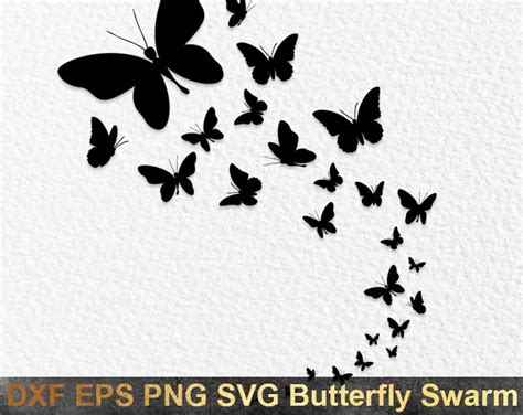 Butterfly Swarm Svg File For Cricut Silhouette Butterfly Vector Png