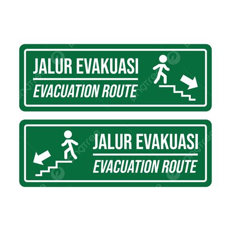 Rambu Jalur Evakuasi Dengan Tangga Jalur Evakuasi Sign Jalur Evakuasi