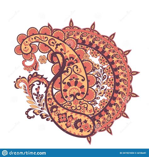 Isolated Paisley Pattern In Indian Style Floral Vector Illustration