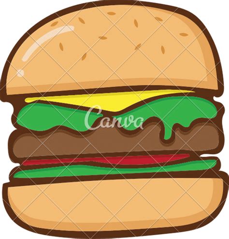 Burger Doodle Hand Drawn Illustration 素材 Canva可画