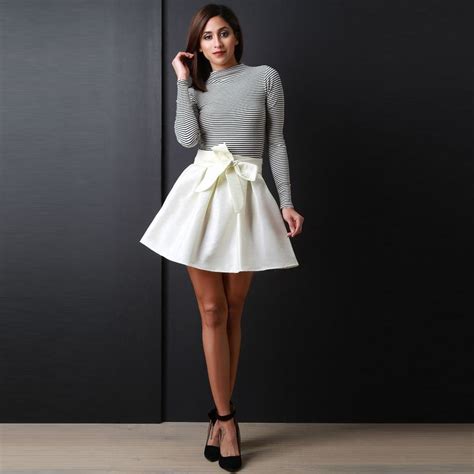 Buy Elegant Mini Short Satin Skirt Ribbon Bow