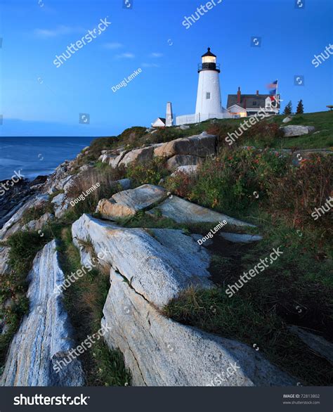 Pemaquid Point Lighthouse At Sunrise Bristol Maine Stock Photo