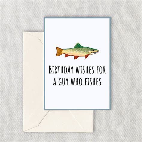 Printable Fishing Birthday Card Cute Fishing Card Birthday Etsy