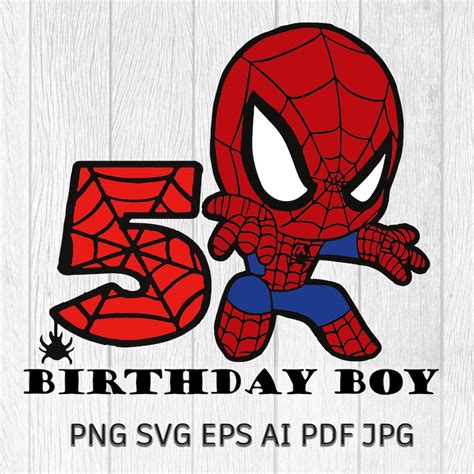 Spiderman Birthday SVG Baby Spiderman Svg 5th Birthday Svg | Etsy