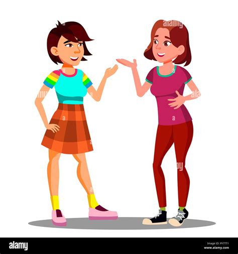 Mother Two Teenage Girls Stock Vector Images Alamy