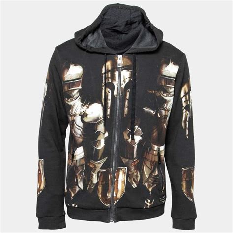 Dolce And Gabbana Black Medieval Armor Print Cotton Zip Front Hoodie M