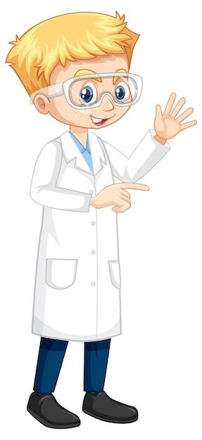Free Vector A Boy Cartoon Character Wearing Laboratory Coat