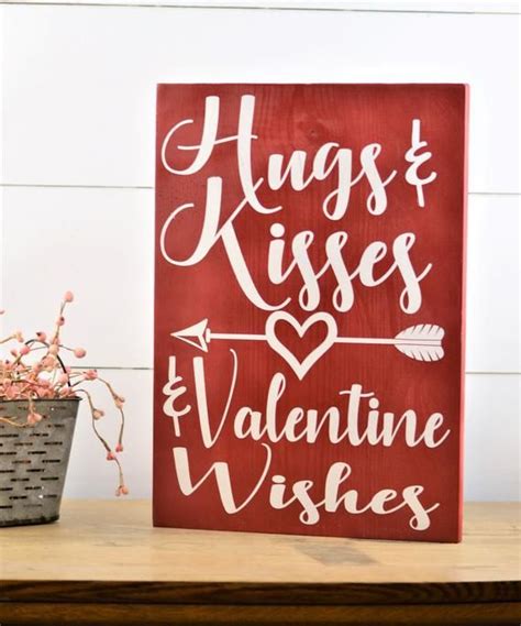 Hugs And Kisses Sign Happy Valentines Day Decorations For Etsy