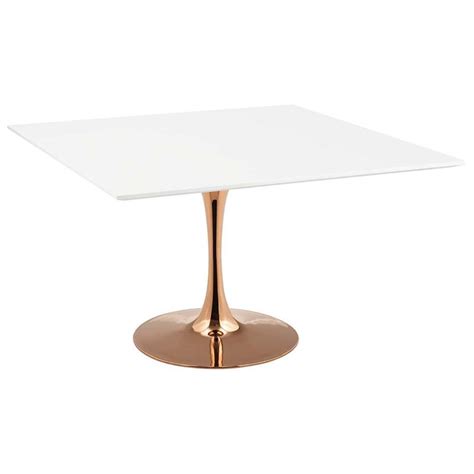 Modway Lippa 47 Square Pedestal Dining Table In Rose And White