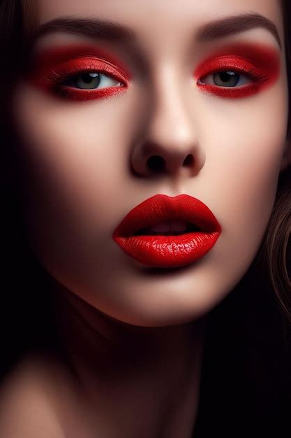 premium ai image sexy female lips with red lipstick closeup concept of female beauty