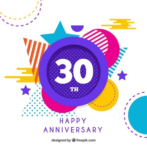 Premium Vector Happy Anniversary Background With Geometric Shapes