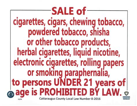 Tobacco Sales Enforcement Program Update Cattaraugus County Website