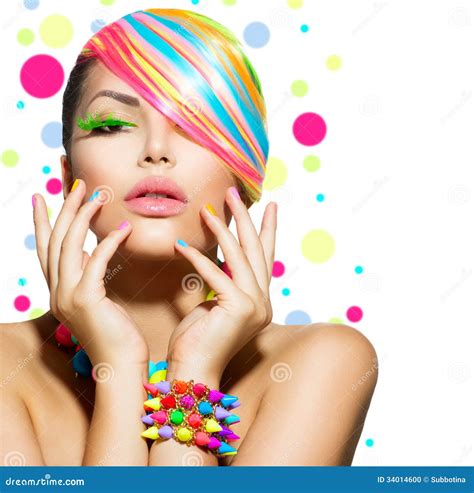 Beauty Girl With Colorful Makeup Stock Photo Image Of Bright Look