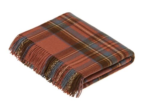 Tartan Plaid Merino Lambswool Throw Blanket Antique Royal Stewart M