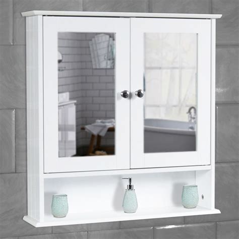 Homfa bathroom wall cabinet multipurpose kitchen medicine storage organizer with mirror single door shelves,white finish. White Bathroom Wall Cabinet Storage Cupboard with Mirror ...