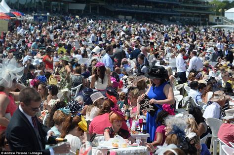 Ascot Ladies Day Racegoers In Supersized Hats And Chic Dresses Daily