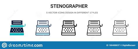 Stenographer Icon In Filled Thin Line Outline And Stroke Style